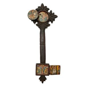 Ethiopian Orthodox Wood Hand Cross - Icons from the Life of Christ